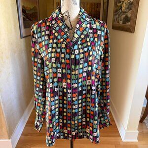 Vintage Diane Von Furstenberg Silk Assets Silk Blouse Size Large